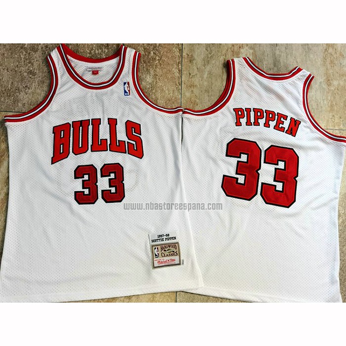 Camiseta Chicago Bulls Scottie Pippen NO 33 Mitchell & Ness 1997-98 Blanco